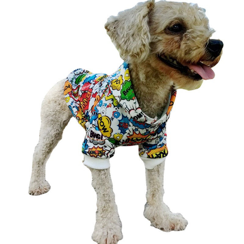 KFX-6285117 Casual Graffiti Print Pet Hoodie for Dogs in Multiple Sizes