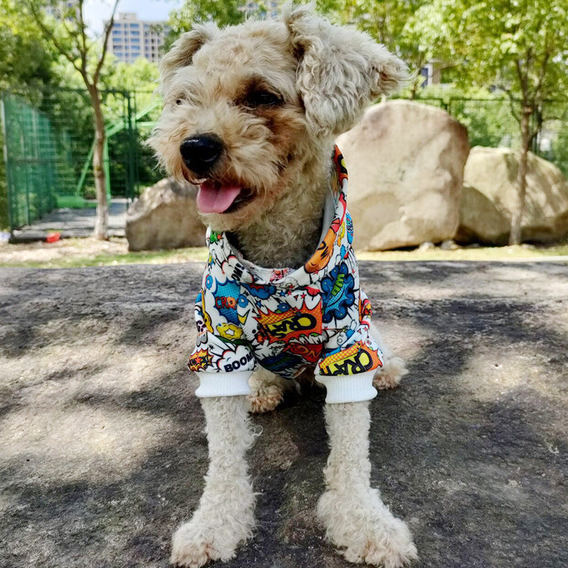 KFX-6285117 Casual Graffiti Print Pet Hoodie for Dogs in Multiple Sizes