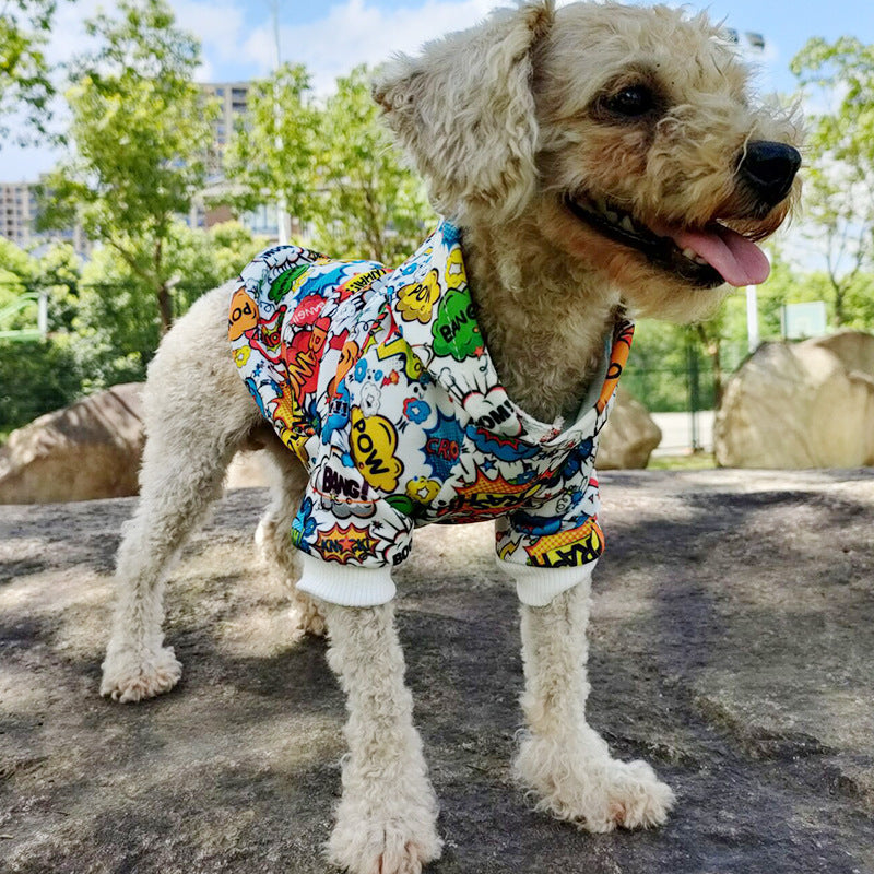 KFX-6285117 Casual Graffiti Print Pet Hoodie for Dogs in Multiple Sizes