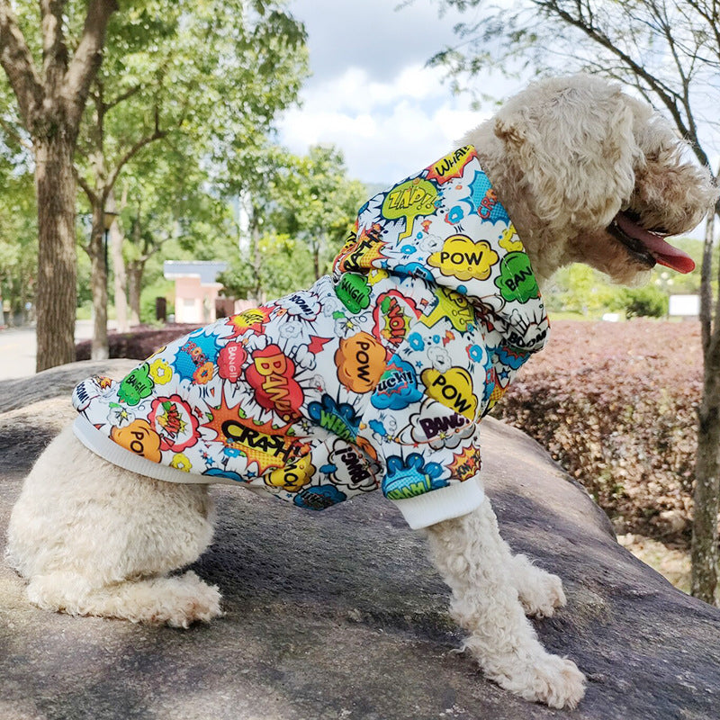 KFX-6285117 Casual Graffiti Print Pet Hoodie for Dogs in Multiple Sizes