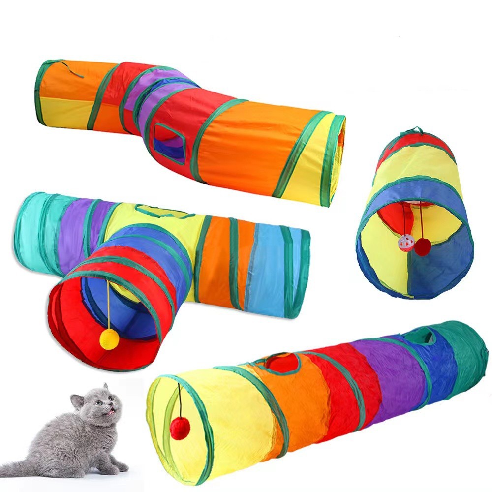 KFX-6286013 Interactive Cat Labyrinth Drilling Passage Toy for Boredom Relief - Single Layer, Tee Blue-Black