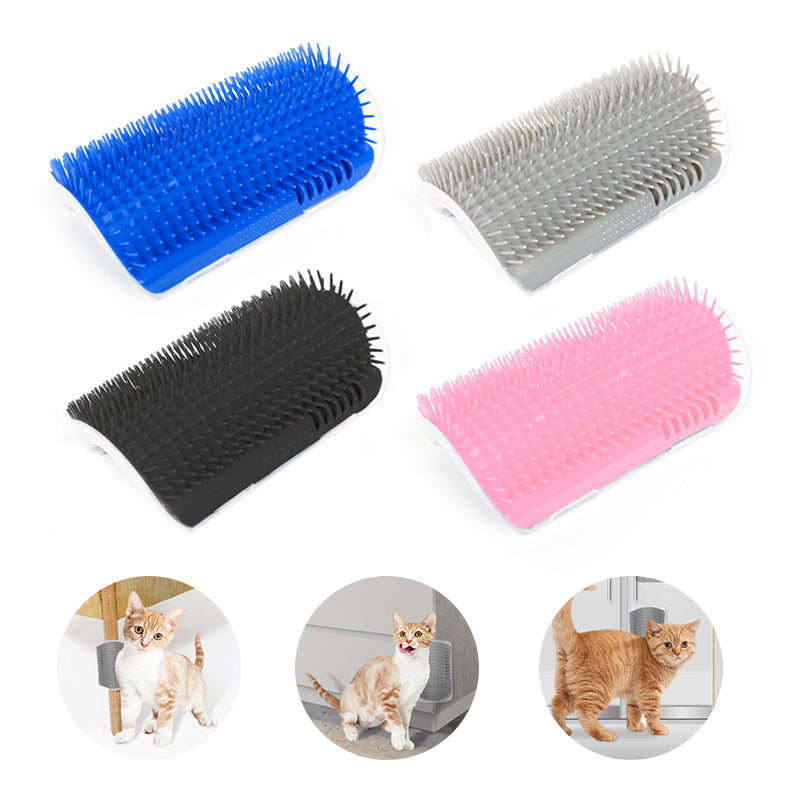 KFX-6286909 Cat Scratcher Massage Brush with Base and Double-Sided Adhesive – Multiple Color Options Available