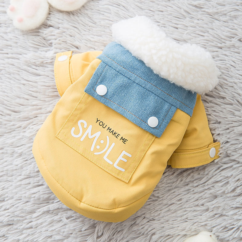 KFX-6287293 Cozy Denim Cotton Padded Jacket with Cashmere Lining for Autumn & Winter