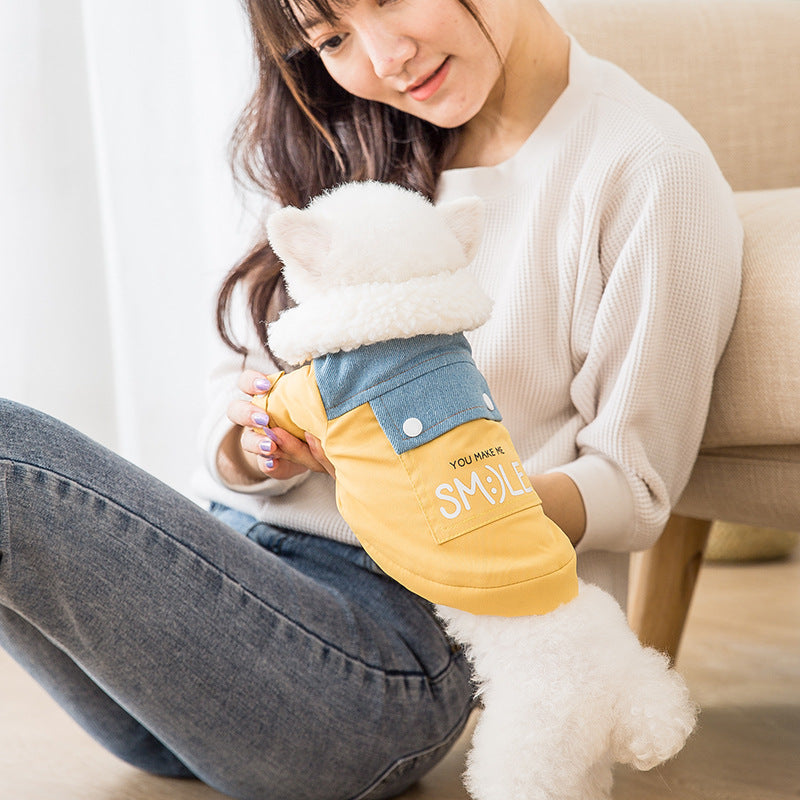 KFX-6287293 Cozy Denim Cotton Padded Jacket with Cashmere Lining for Autumn & Winter