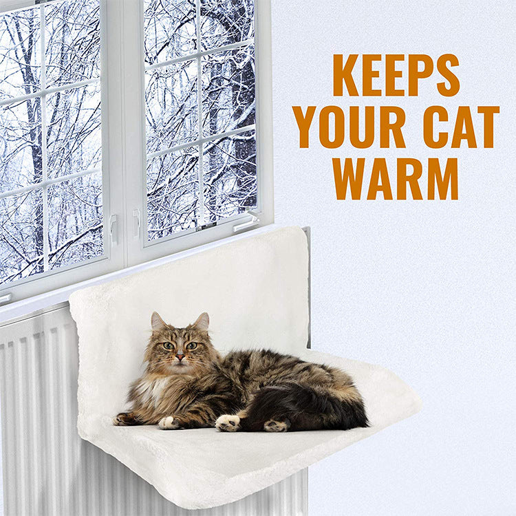 KFX-6288317 Cozy Cat Radiator Bed with Soft Faux Fur Cover - Collapsible Metal Frame for Small Pets