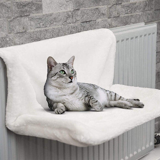 KFX-6288317 Cozy Cat Radiator Bed with Soft Faux Fur Cover - Collapsible Metal Frame for Small Pets