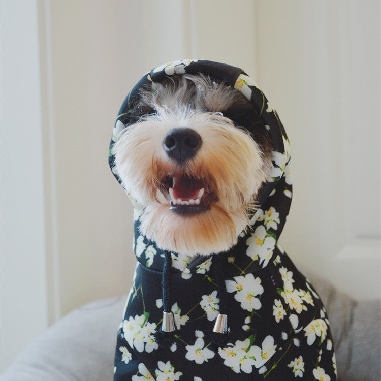 KFX-6291773 Cozy Space Cotton Pet Dog Hoodie with Leaf and Black Trembling Design