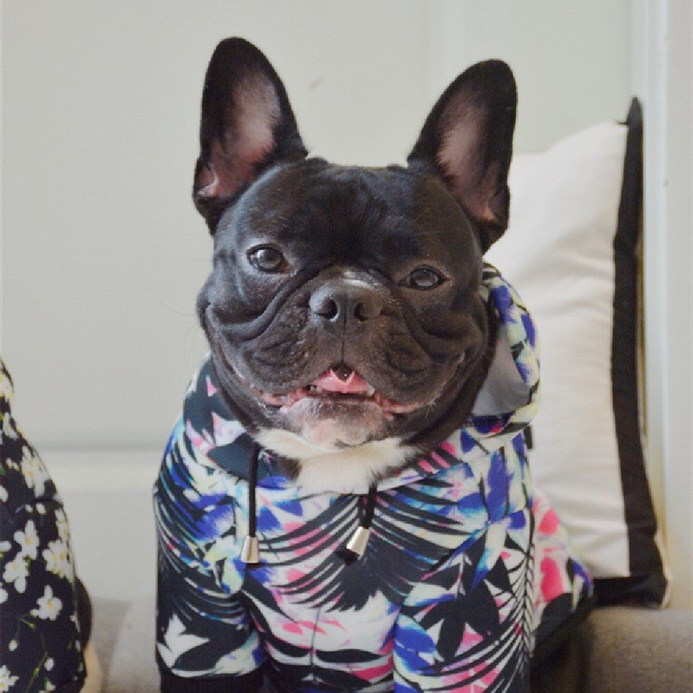KFX-6291773 Cozy Space Cotton Pet Dog Hoodie with Leaf and Black Trembling Design