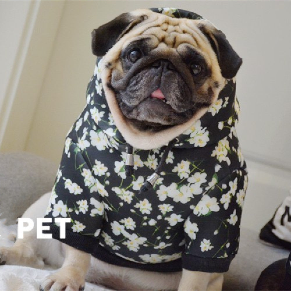KFX-6291773 Cozy Space Cotton Pet Dog Hoodie with Leaf and Black Trembling Design