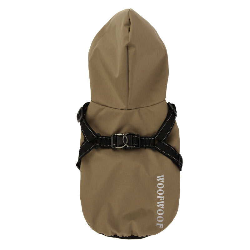 KFX-6293053 Puppy Dog Waterproof Raincoat - All-Inclusive Poncho for Pets in Carmine, Grass Yellow, and Gray Green