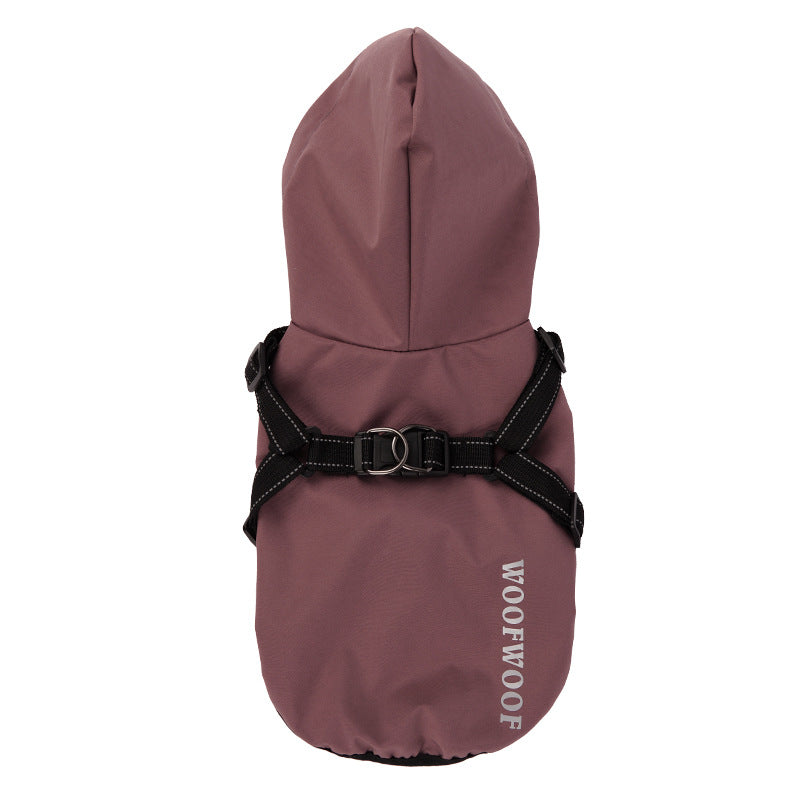 KFX-6293053 Puppy Dog Waterproof Raincoat - All-Inclusive Poncho for Pets in Carmine, Grass Yellow, and Gray Green