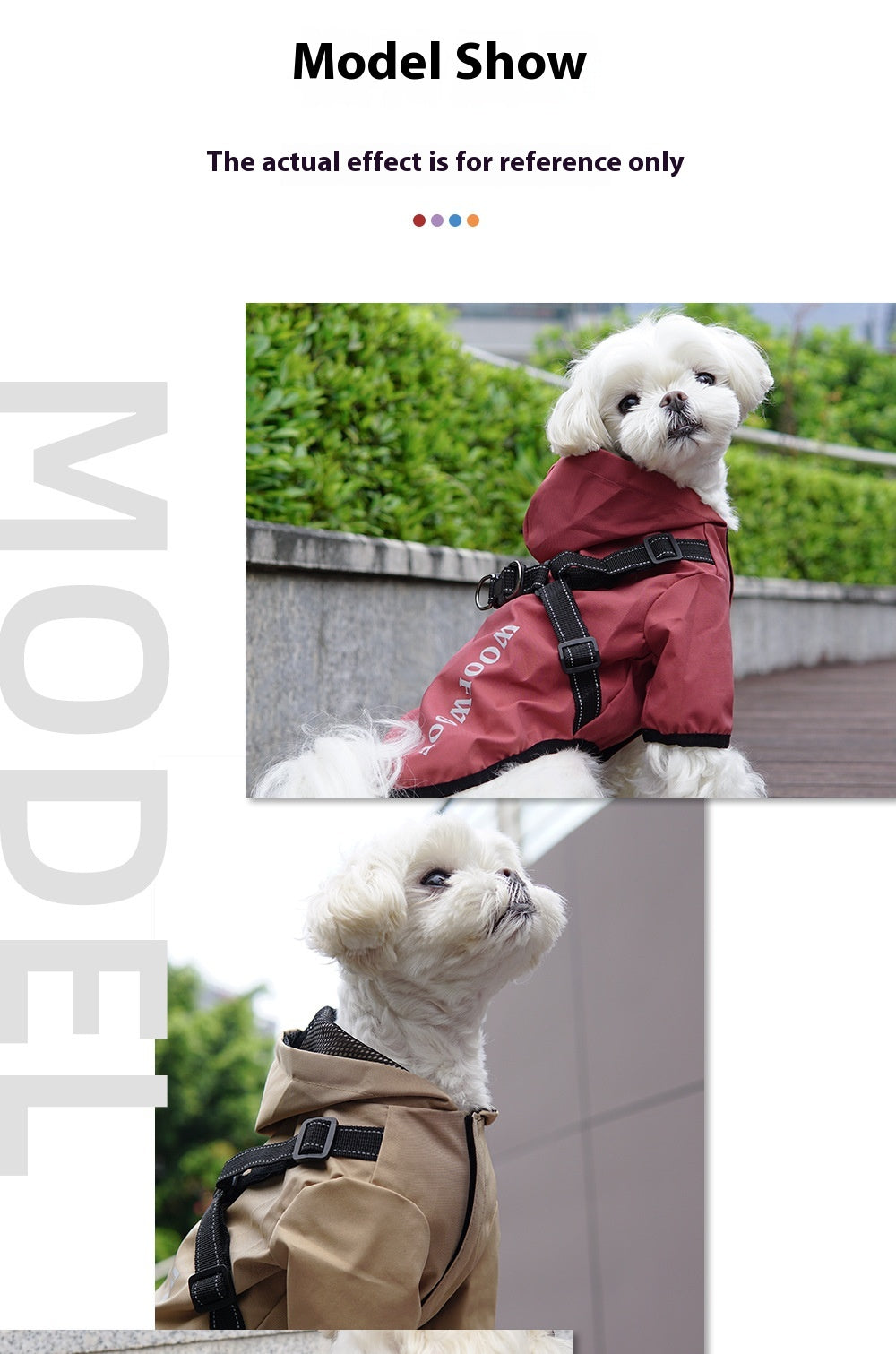 KFX-6293053 Puppy Dog Waterproof Raincoat - All-Inclusive Poncho for Pets in Carmine, Grass Yellow, and Gray Green