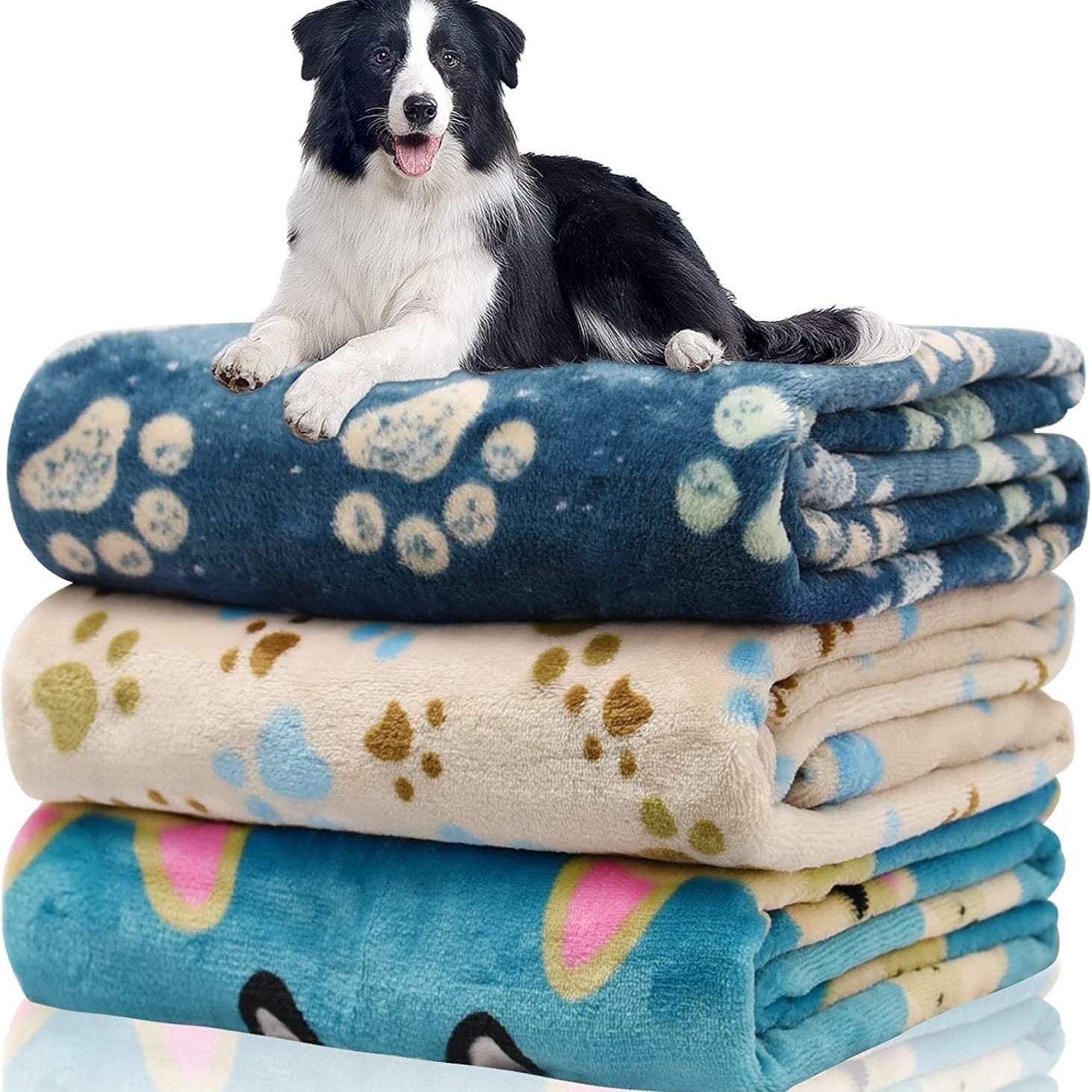 KFX-6293309 Double-Sided Thickened Flannel Pet Blanket Kennel Mat for Dogs in Cartoon Patterns
