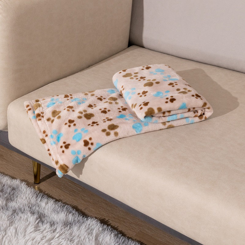 KFX-6293309 Double-Sided Thickened Flannel Pet Blanket Kennel Mat for Dogs in Cartoon Patterns