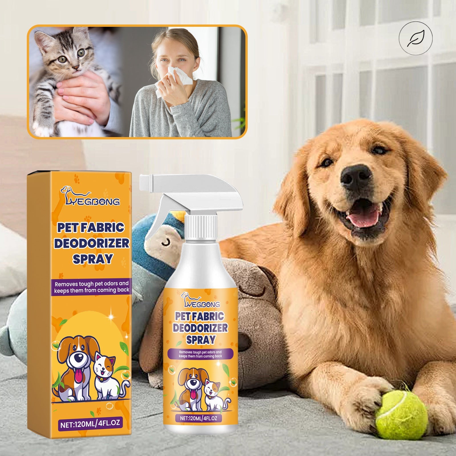 KFX-6294333 Pet Deodorant Spray - Fresh Air Formula with Lasting Fragrance, 120ml