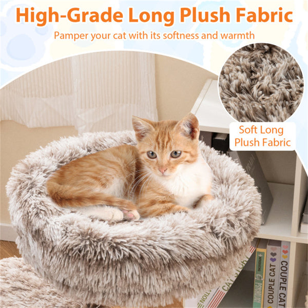 KFX-6295741 Multi-Level Natural Pear Wood Cat Tree with Sisal Scratching Posts and Plush Balls