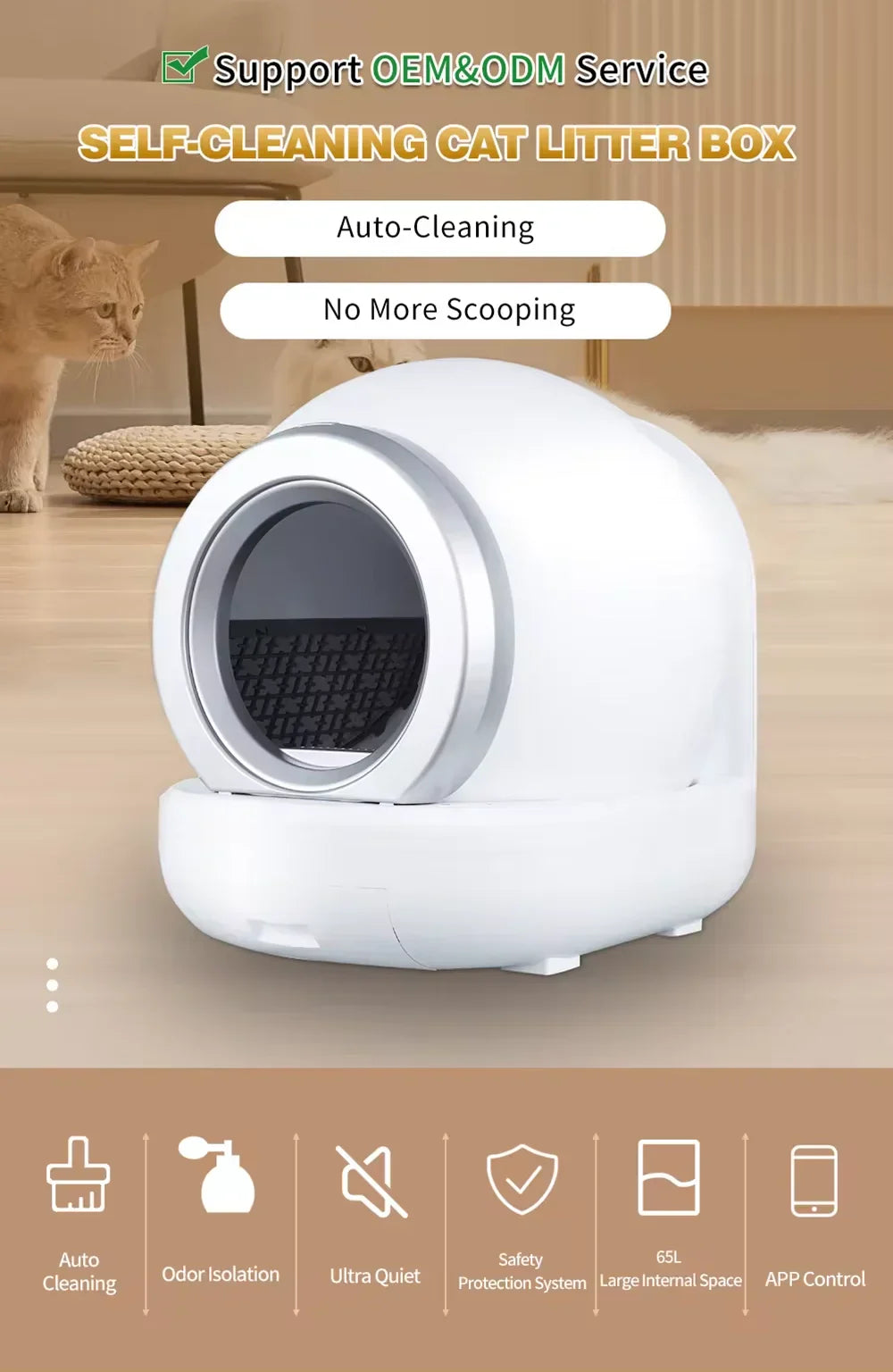 KFX-629587 Intelligent Full-Automatic Cat Litter Box with One-Button Shoveling and Fresh Deodorization, Ultra Quiet Operation