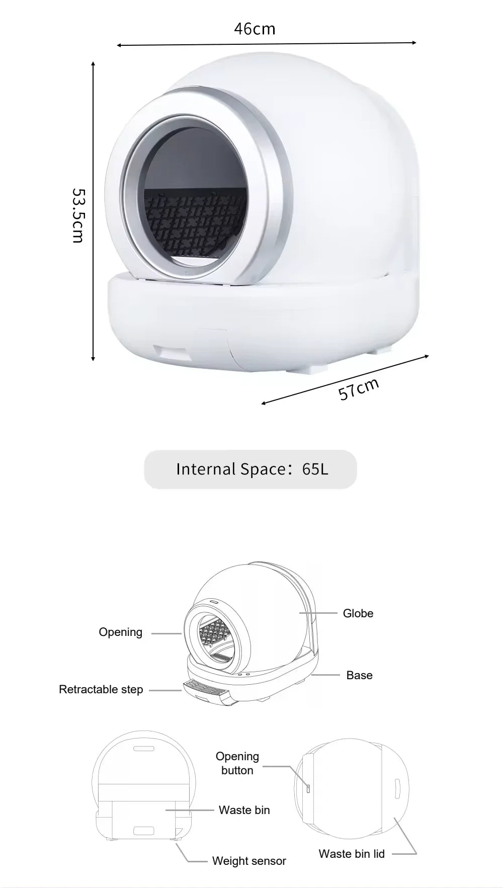 KFX-629587 Intelligent Full-Automatic Cat Litter Box with One-Button Shoveling and Fresh Deodorization, Ultra Quiet Operation