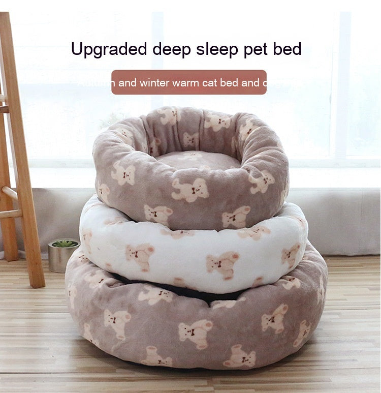 KFX-6296509 Cozy Deep Sleep Pet Bed for Dogs and Cats in Mocha Bear, Milk White Bear, or Blue and White Bear