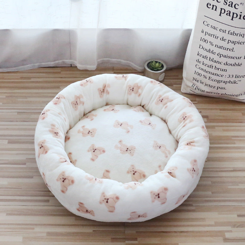 KFX-6296509 Cozy Deep Sleep Pet Bed for Dogs and Cats in Mocha Bear, Milk White Bear, or Blue and White Bear