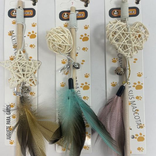KFX-6297277 Wooden Teaser Sticks with Rattan Balls for Cats