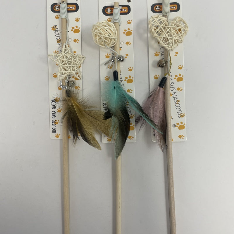 KFX-6297277 Wooden Teaser Sticks with Rattan Balls for Cats