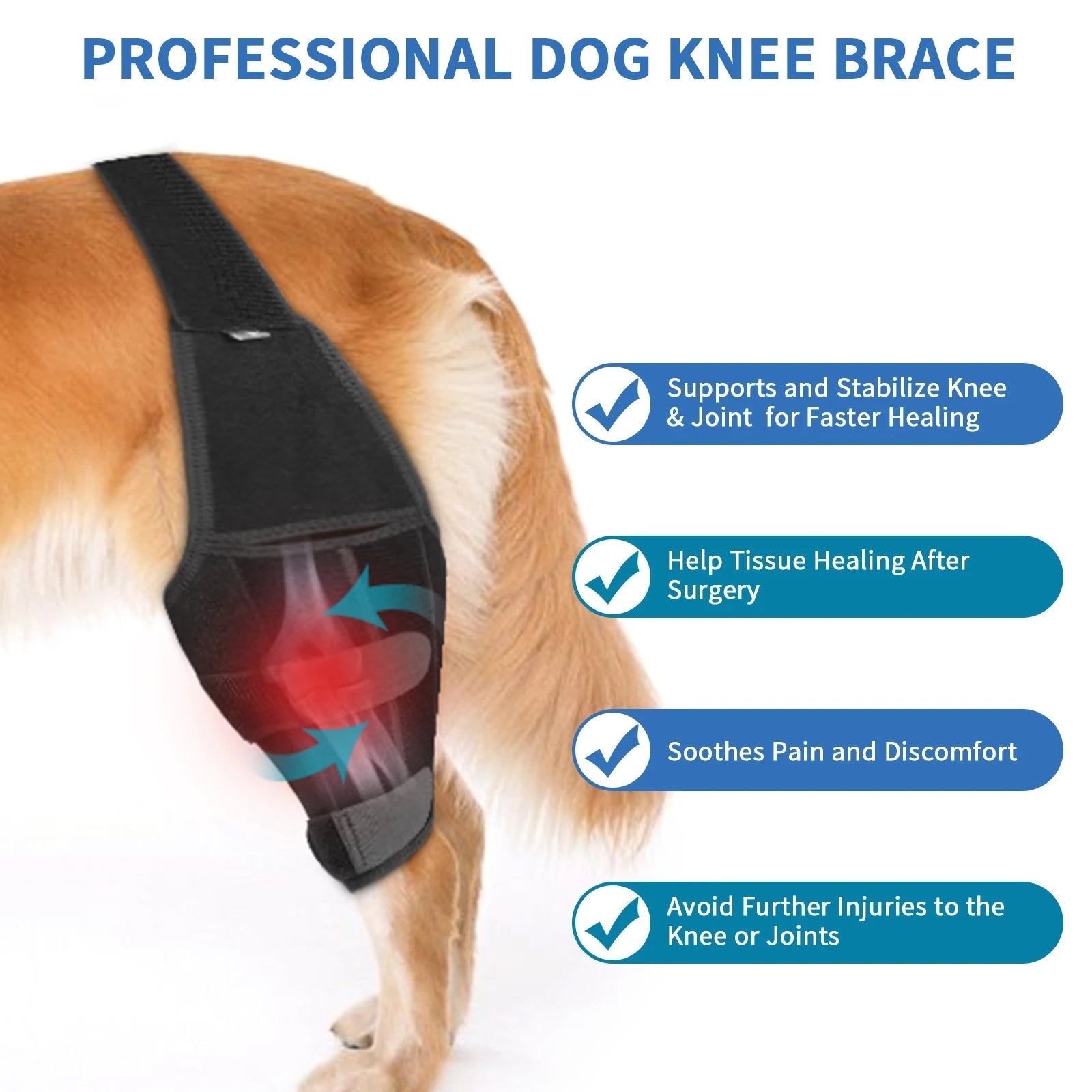 KFX-6299709 Dog Knee Pad Protective Gear for Surgical Injury - Neoprene Bandage and Collar Set