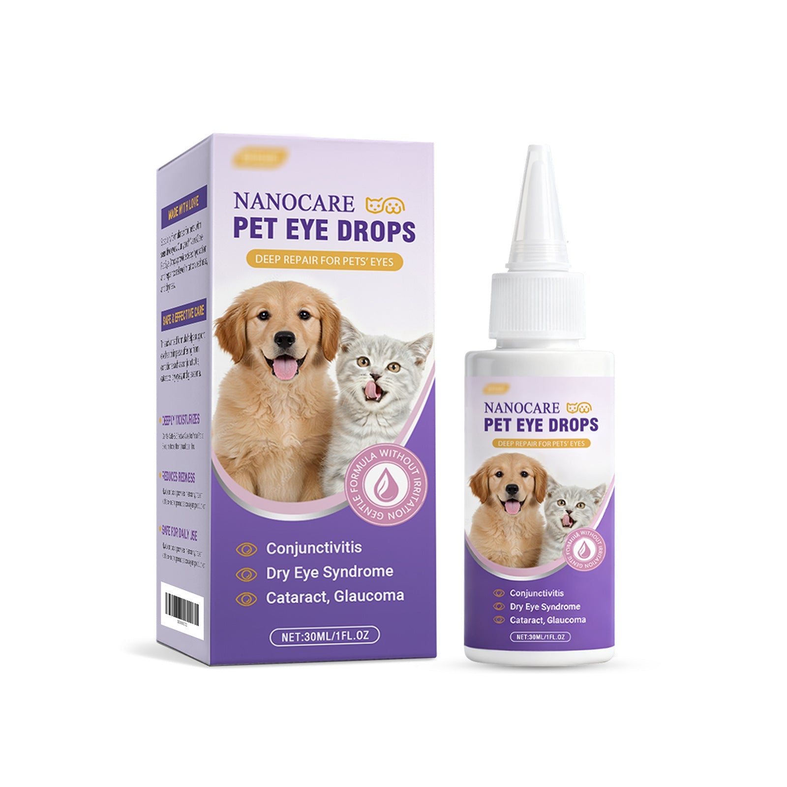 KFX-6300093 Gentle Eye Drops for Cats and Dogs – Effectively Clean Tear Stains and Discharge, 30ml