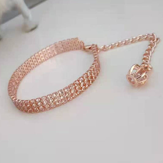 KFX-6300221 Crown Design Gold Chain Dog Collar with Rhinestones – Durable and Stylish
