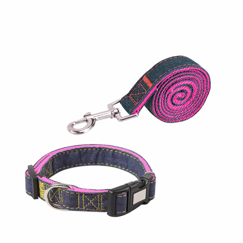KFX-6301501 Durable Denim Pet Leash with Padded Handles and Shock-Absorbing Chest Strap