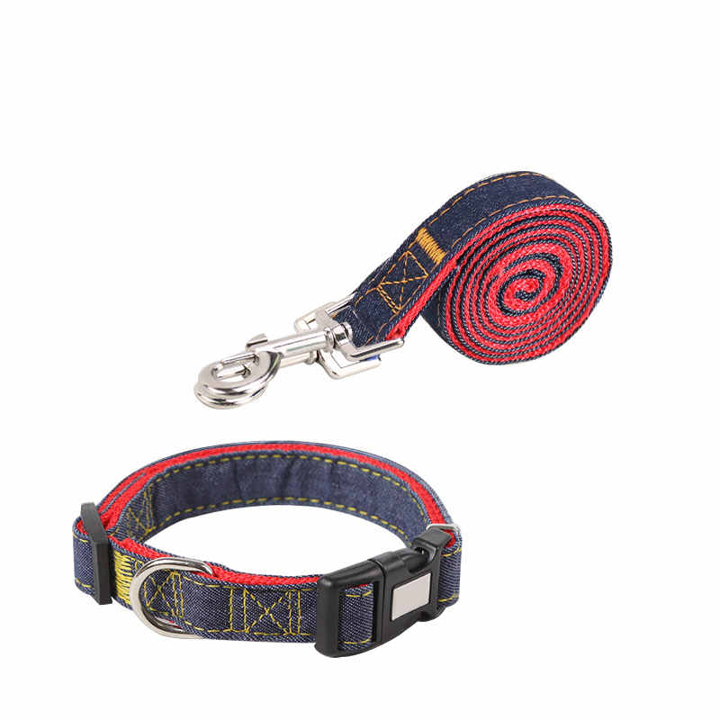 KFX-6301501 Durable Denim Pet Leash with Padded Handles and Shock-Absorbing Chest Strap