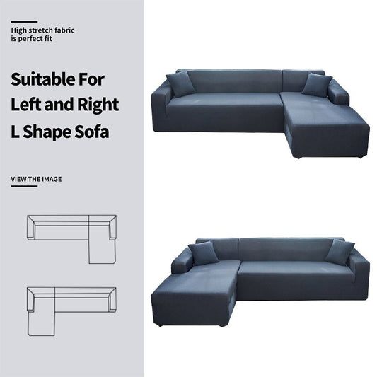 KFX-6302397 Universal Elastic Sofa Cover Set for Four Seasons - Solid Color Polyester Upholstery, Multiple Size Options