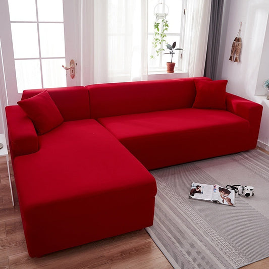 KFX-6302397 Universal Elastic Sofa Cover Set for Four Seasons - Solid Color Polyester Upholstery, Multiple Size Options