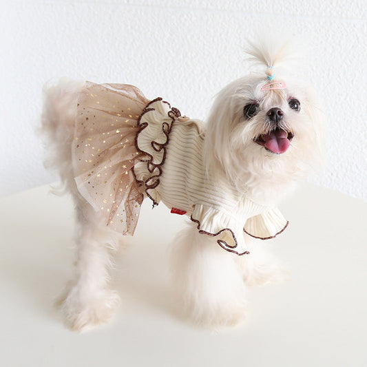 KFX-6302781 Vintage Flounced Sleeve Skirt Pet Costume for Cats and Dogs - Multiple Colors and Sizes Available
