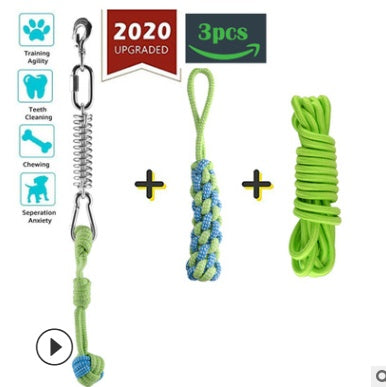 KFX-6303037 Stainless Steel Spring Pole with Cotton Rope for Active Dogs