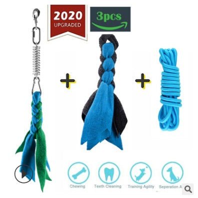 KFX-6303037 Stainless Steel Spring Pole with Cotton Rope for Active Dogs