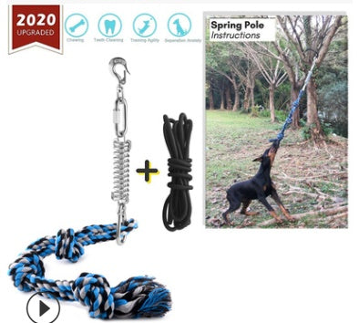 KFX-6303037 Stainless Steel Spring Pole with Cotton Rope for Active Dogs