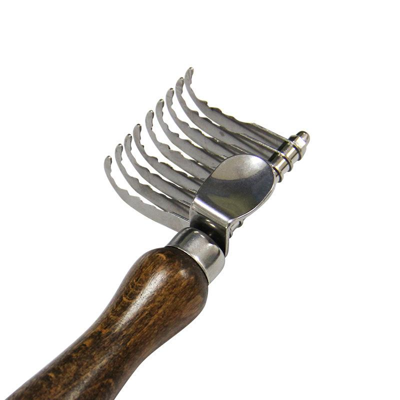 KFX-6303805 Stainless Steel Walnut Knot Pet Comb Brush - 15.2 x 4 cm
