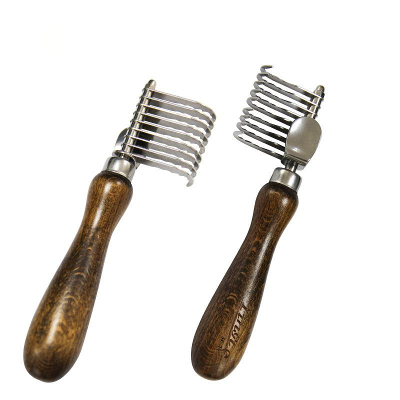 KFX-6303805 Stainless Steel Walnut Knot Pet Comb Brush - 15.2 x 4 cm