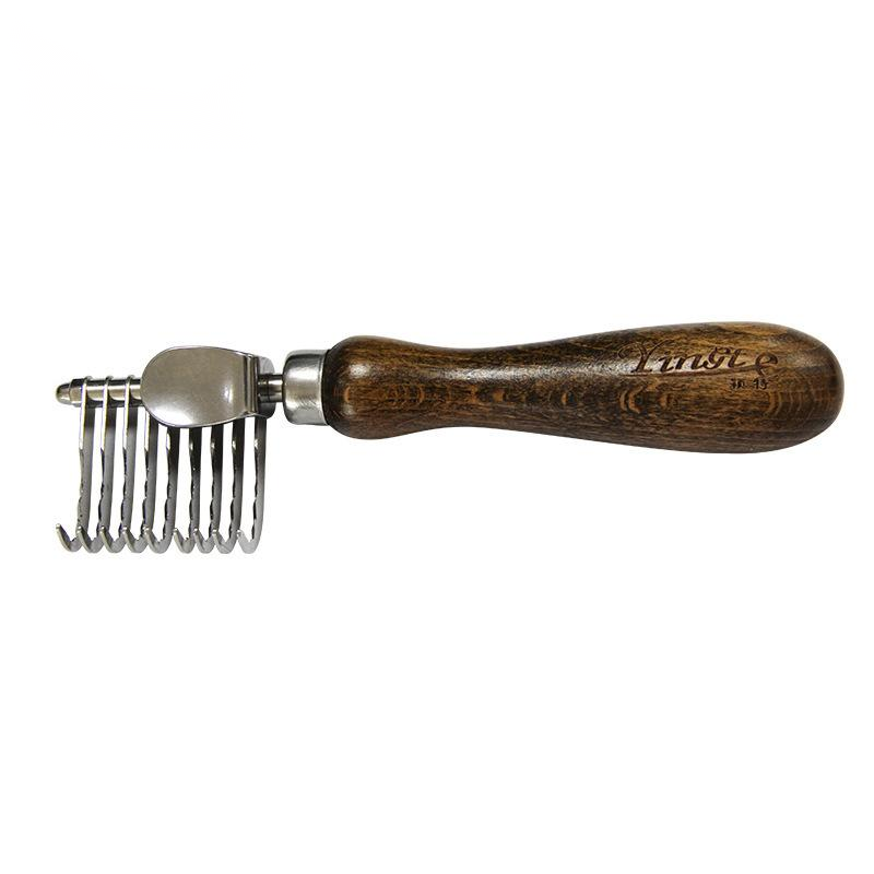 KFX-6303805 Stainless Steel Walnut Knot Pet Comb Brush - 15.2 x 4 cm
