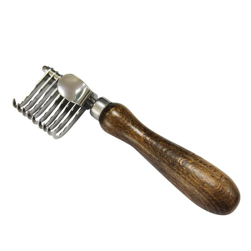 KFX-6303805 Stainless Steel Walnut Knot Pet Comb Brush - 15.2 x 4 cm