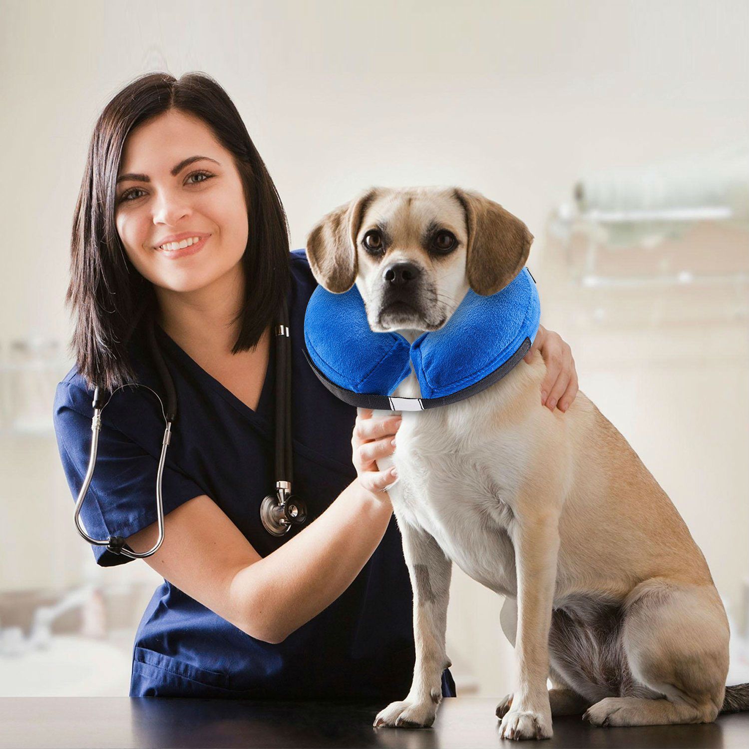 KFX-6304189 Inflatable Protective Collar for Dogs and Cats - Sizes S, M, L, XL in Cloth and PVC