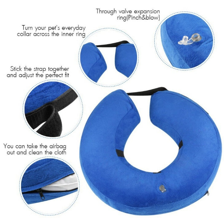 KFX-6304189 Inflatable Protective Collar for Dogs and Cats - Sizes S, M, L, XL in Cloth and PVC