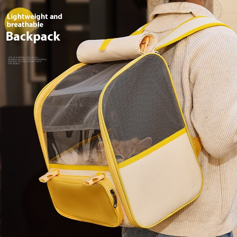 KFX-6304445 Stylish Gray and Yellow Large Capacity Backpack for Pets