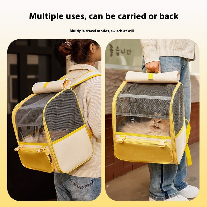 KFX-6304445 Stylish Gray and Yellow Large Capacity Backpack for Pets