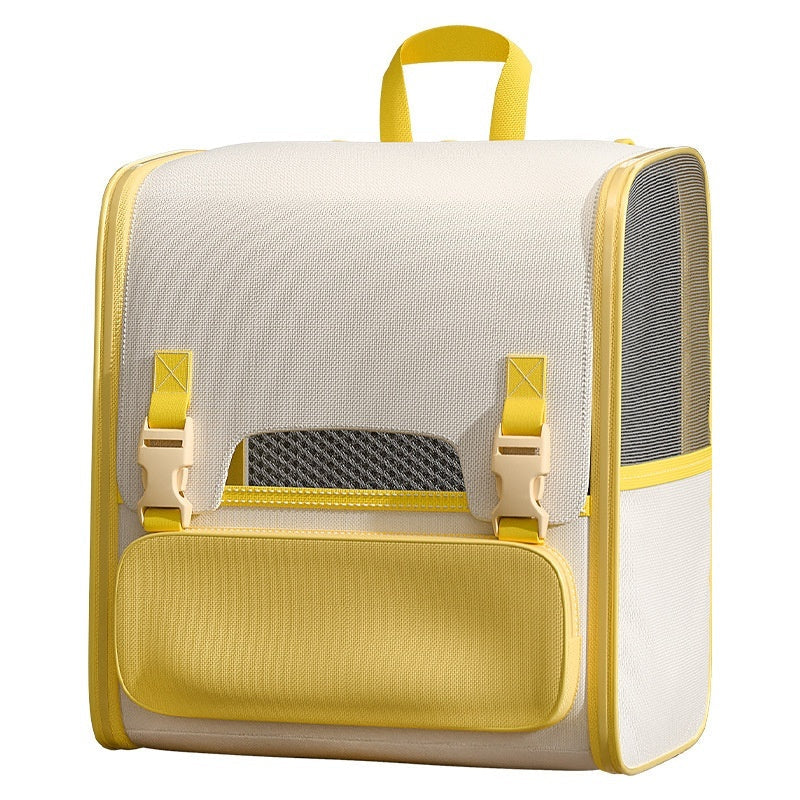 KFX-6304445 Stylish Gray and Yellow Large Capacity Backpack for Pets