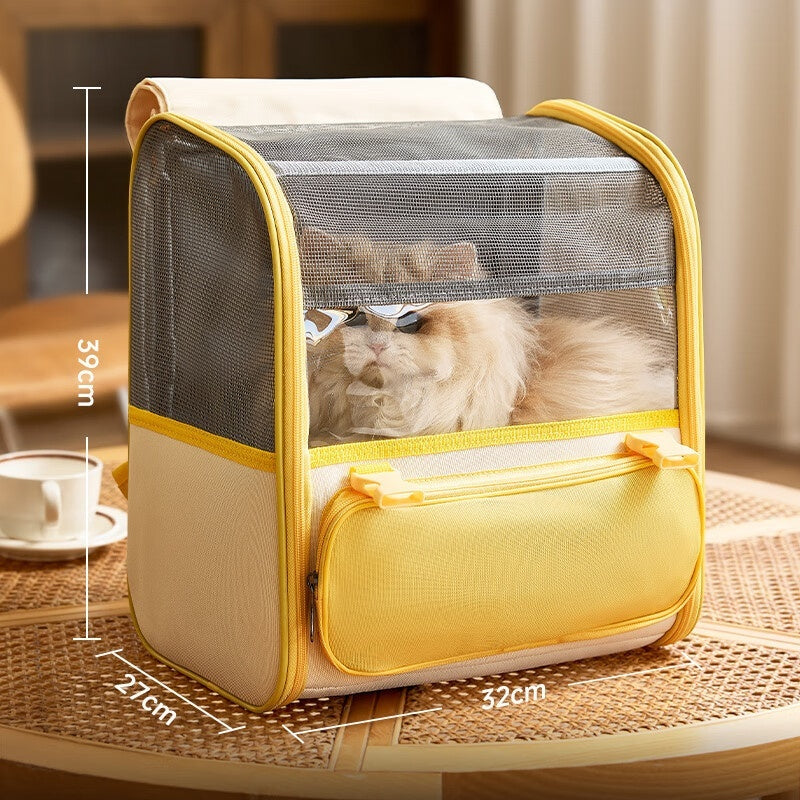 KFX-6304445 Stylish Gray and Yellow Large Capacity Backpack for Pets