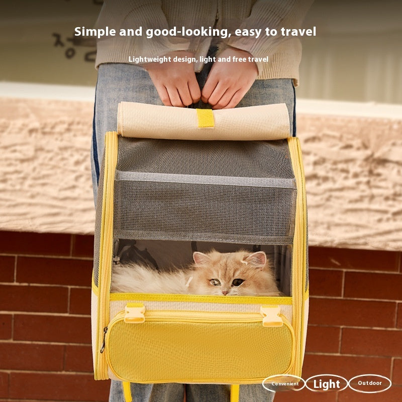 KFX-6304445 Stylish Gray and Yellow Large Capacity Backpack for Pets
