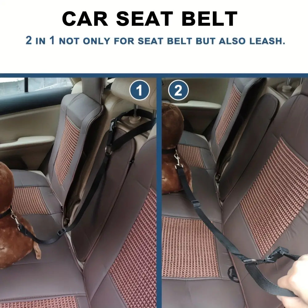 KFX-6305469 Adjustable Two-in-One Pet Safety Seat Belt Harness and Leash for Dogs and Cats