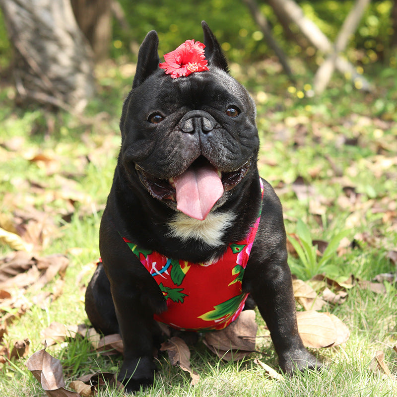 KFX-6308541 Casual Pet Vest for Pugs and Schnauzers in Ethnic Style, Cotton Silk, Available in Red and Green